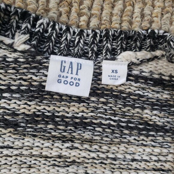 Gap Open Front Duster Cotton Cardigan Black - Gray - Cream Womens XS - Picture 4 of 8